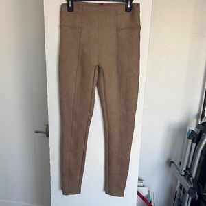 SPANX Faux Suede Leggings in Camel Brown